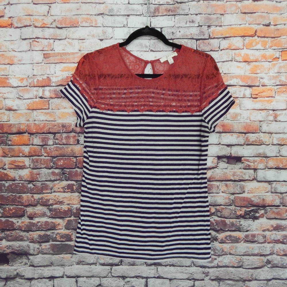 Kenar / Striped lace top tee